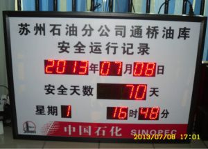 蘇州石油分公司通橋油庫(kù)安全運(yùn)行記錄看板