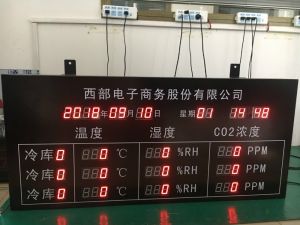 冷庫(kù)溫濕度CO2濃度實(shí)時(shí)監(jiān)測(cè)電子看板?